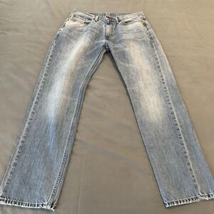 Levis 505 Jeans Mens 34x31 Light Wash Blue Straight 100% Cotton Denim Pants